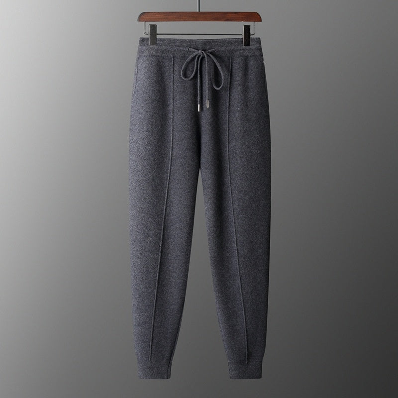 Wool Cardigan Men's Stand Collar Zipper Knitted Sweater Coat Warm And Loose Cashmere Pants Men