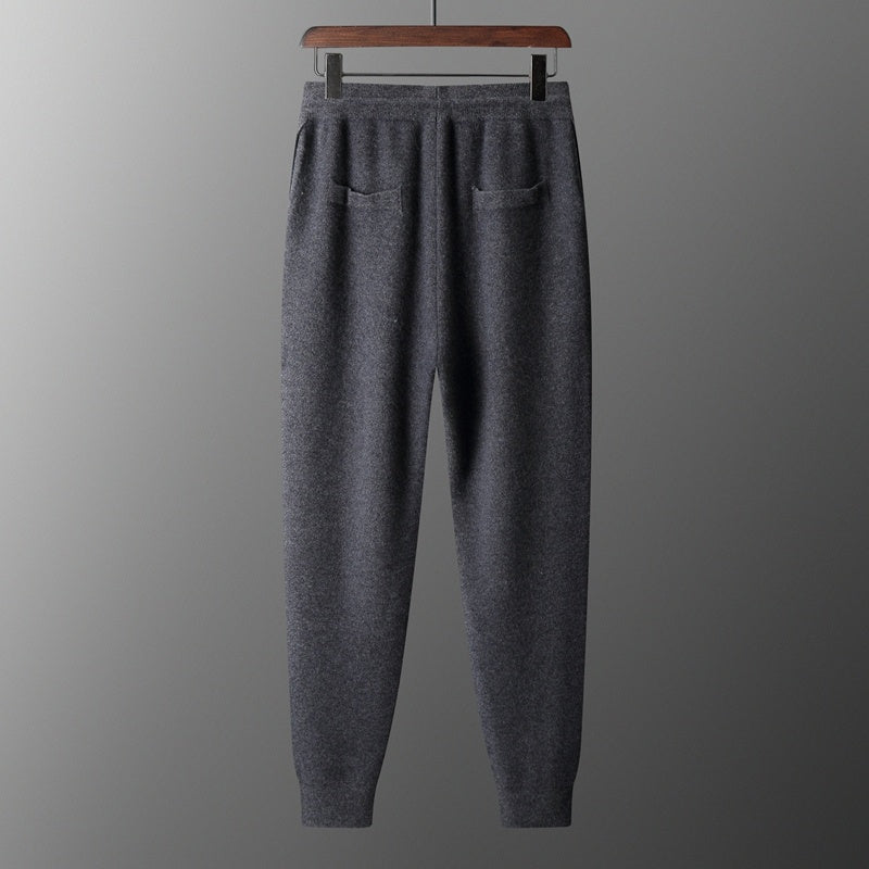 Wool Cardigan Men's Stand Collar Zipper Knitted Sweater Coat Warm And Loose Cashmere Pants Men